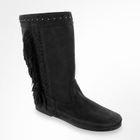 Schwarzer Wildlederstiefel mit Reißverschluss Minnetonka Damen Stiefel