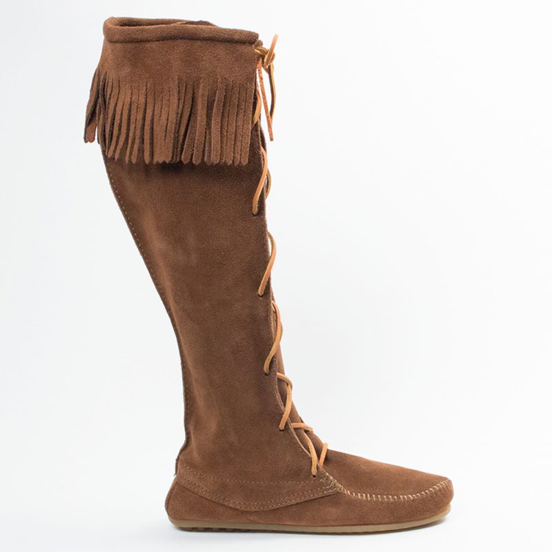 Dunkelbraune Damen Schnürstiefel aus Wildleder