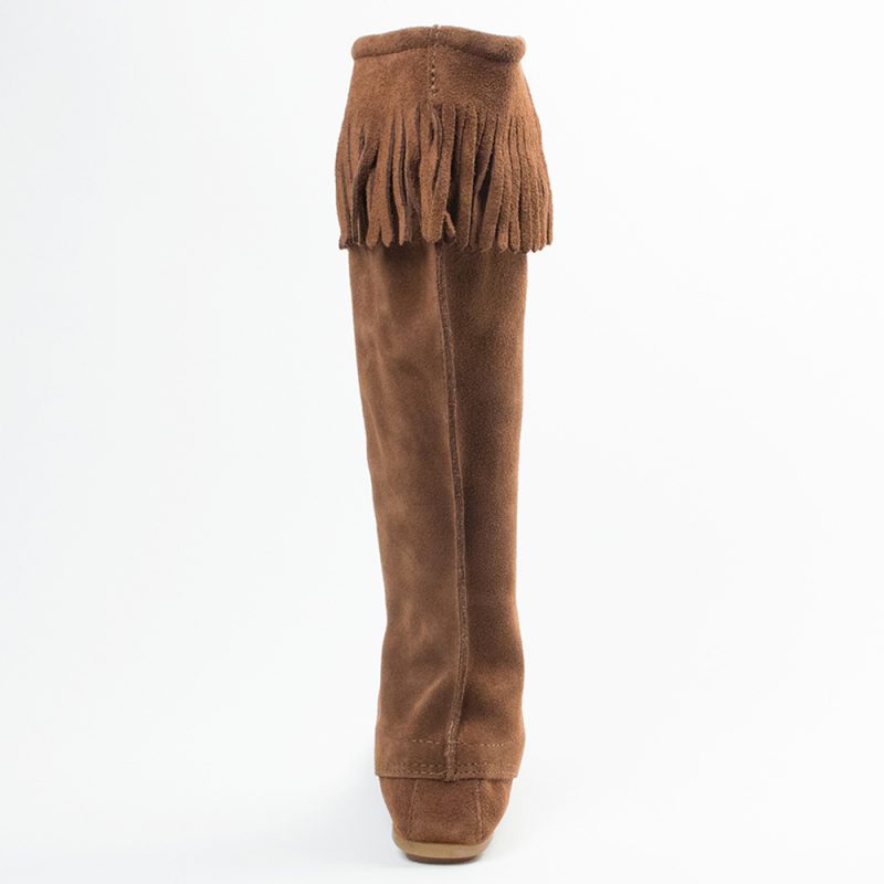 Dunkelbraune Damen Schnürstiefel aus Wildleder