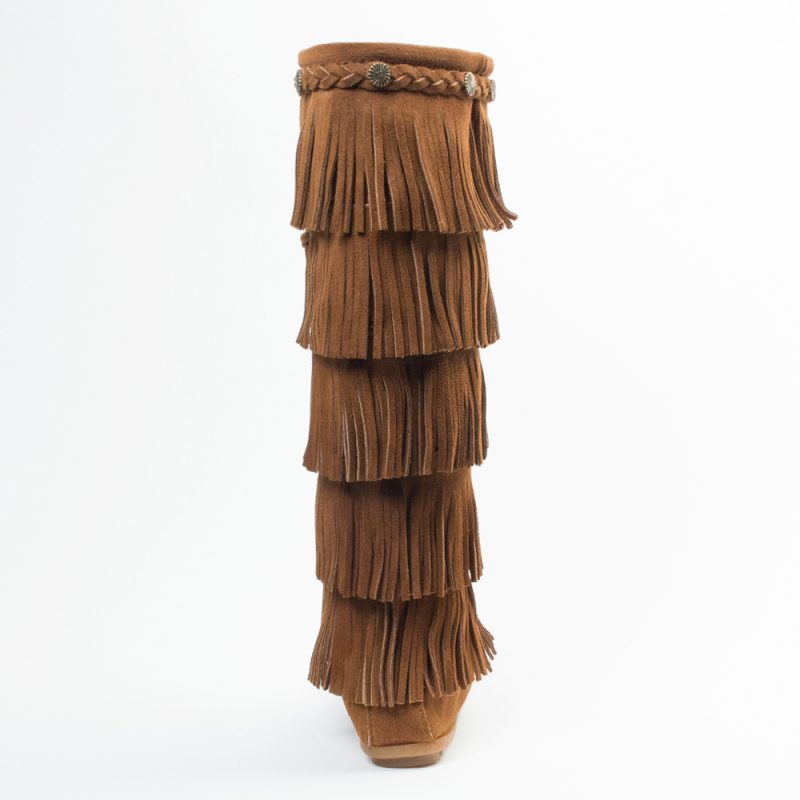 Dunkelbraune Minnetonka Damen Stiefel 5-Layer Fringe Boot Dunkelbraune Damen Stiefel mit Fransen aus Wildleder