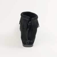 Knöchelhohe Minnetonka Fransen Booties von Minnetonka Schwarze Damen Booties mit Reißverschluss