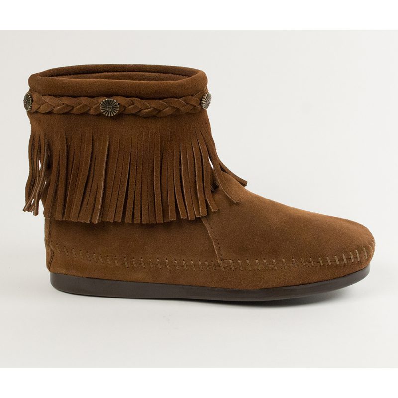 Wildleder Fransen Booties für Damen in braun Klassische Wildleder Stiefelette mit Fransen