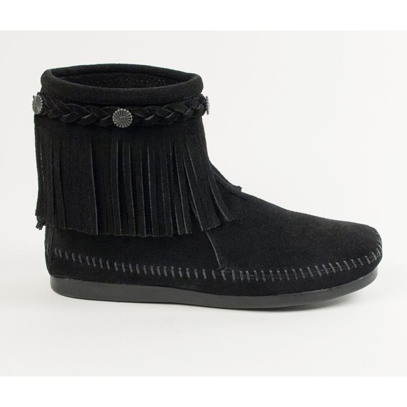 Schwarze Fransen Booties für Damen von Minnetonka