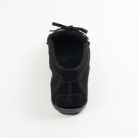 Minnetonka Damen Mokassins in schwarz mit Animal Print Schwarze Damen Mokassins mit Leo Print