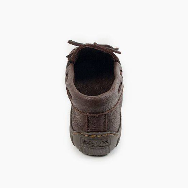 Klassische Dunkelbraune Damen Elchleder Mokassins