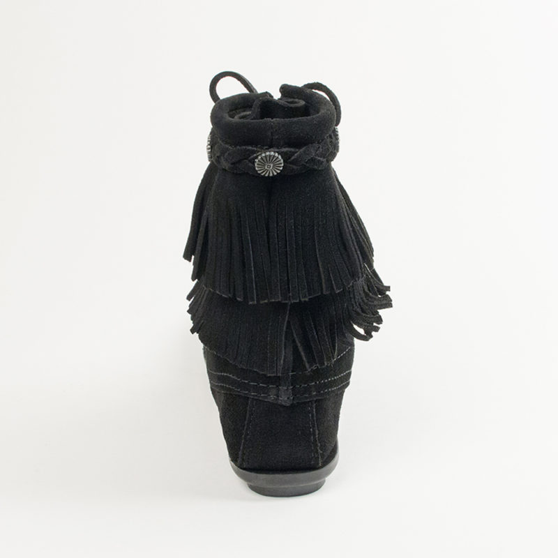 Schwarze Fransen Boots von Minnetonka Minnetonka Tramper Boots mit Fransen