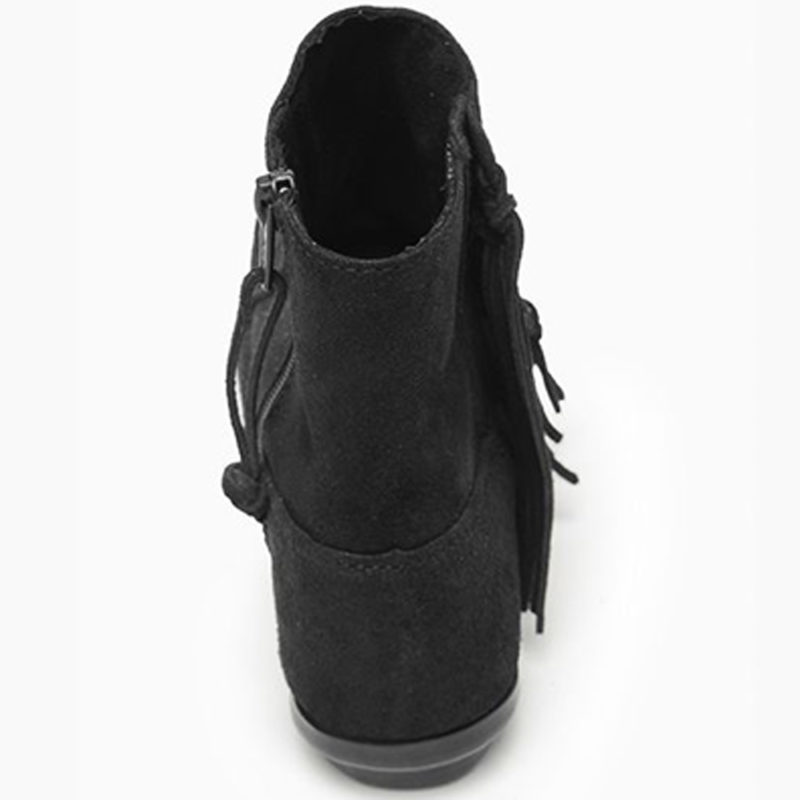 Schwarze Fransen Booties für Damen Minnetonka Damen Booties mit Fransen