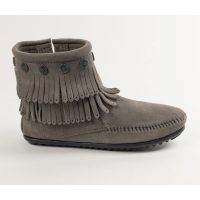 Graue Damen Fransen Booties von Minnetonka Minnetonka Damen Booties mit Fransen