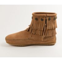 697T Taupe (3) Minnetonka Damen Booties mit Fransen