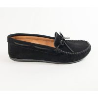 Klassische Schwarze Minnetonka Herren Mokassins Schwarze Herren Wildleder Mokassins mit Lederfutter