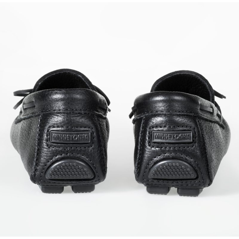 Schwarze Minnetonka Herren Mokassins Moosehide Driver Schwarze Herren Elchleder Mokassins mit Blocknoppen