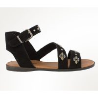 Schwarze Minnetonka Damen Sandalen Tangier Schwarze Damen Riemchensandalen Tangier mit Nieten