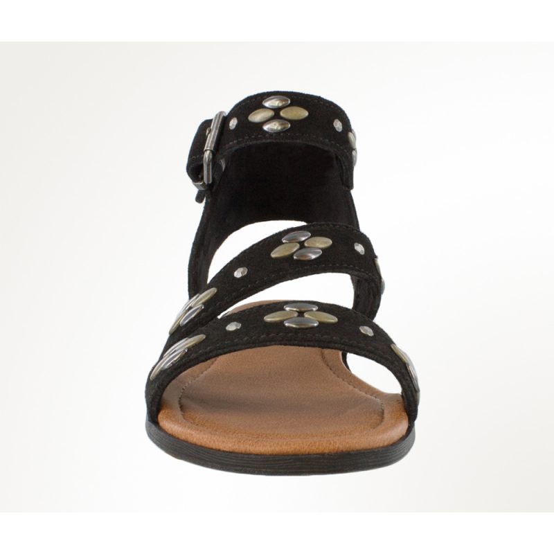 Schwarze Minnetonka Damen Sandalen Tangier Schwarze Damen Riemchensandalen Tangier mit Nieten