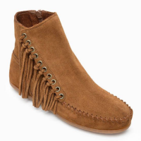 Damen Wildleder Fransen Booties Willow mit Reißverschluss Minnetonka Damen Bootie mit Fransen